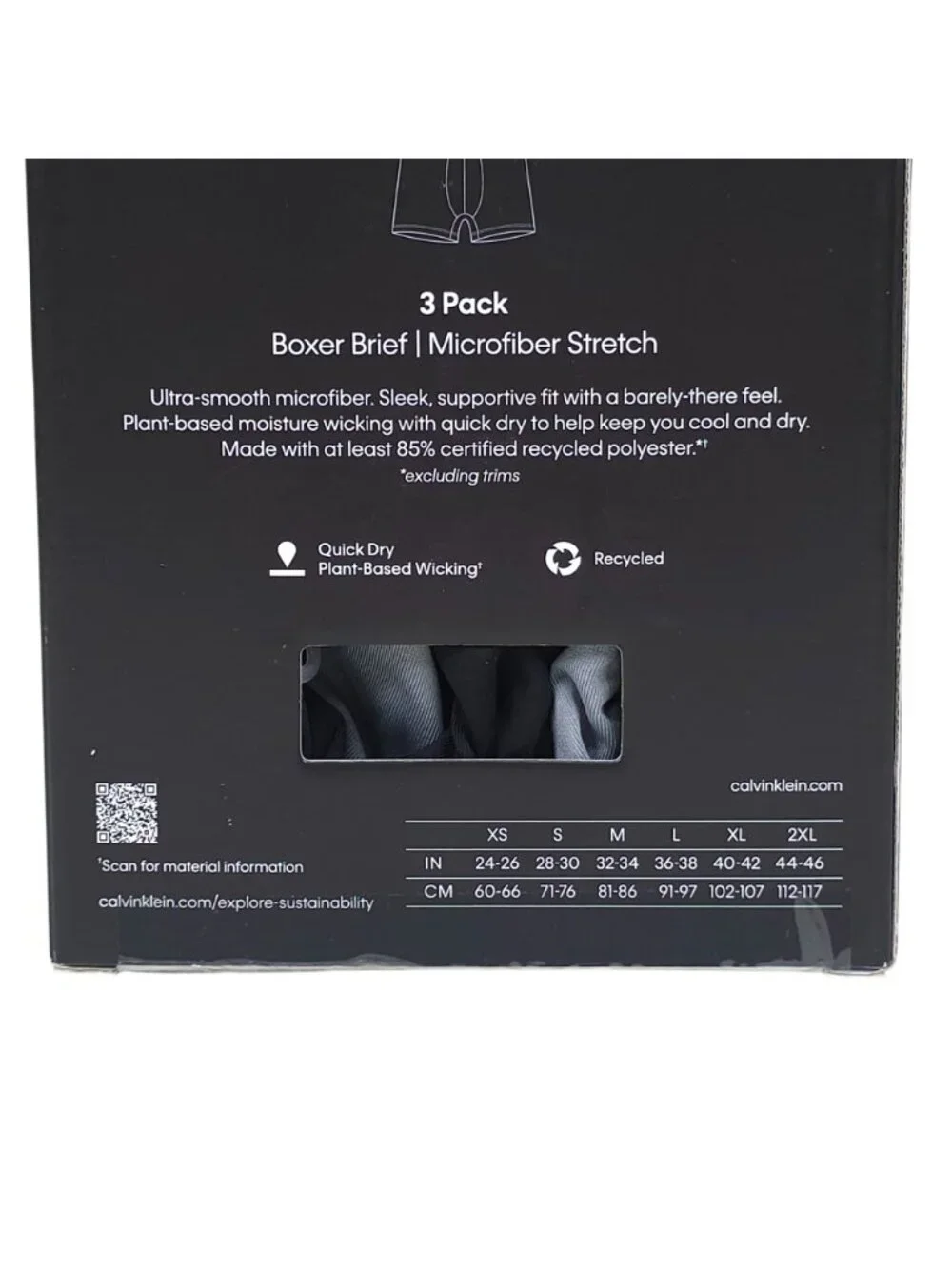 Calvin Klein Mens Microfiber Stretch Boxer Briefs 3-Pack L Moisture Wicking